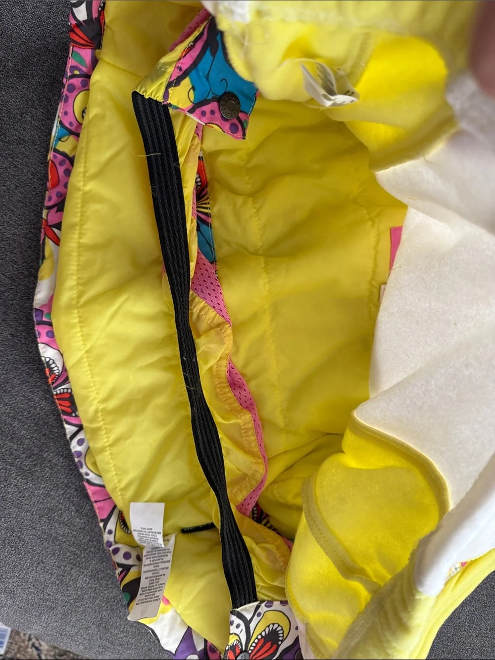 The Children's Place Multicolor Floral Puffer Jacket with Yellow Trim